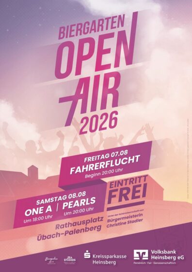 Veranstaltungsankündigung für das zweitägige Biergarten Open Air in Übach Palenberg am 7. und 8. August 2026